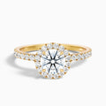 Hailey 1.5 Carat Round Cut Halo Moissanite Engagement Ring in 10k Yellow Gold