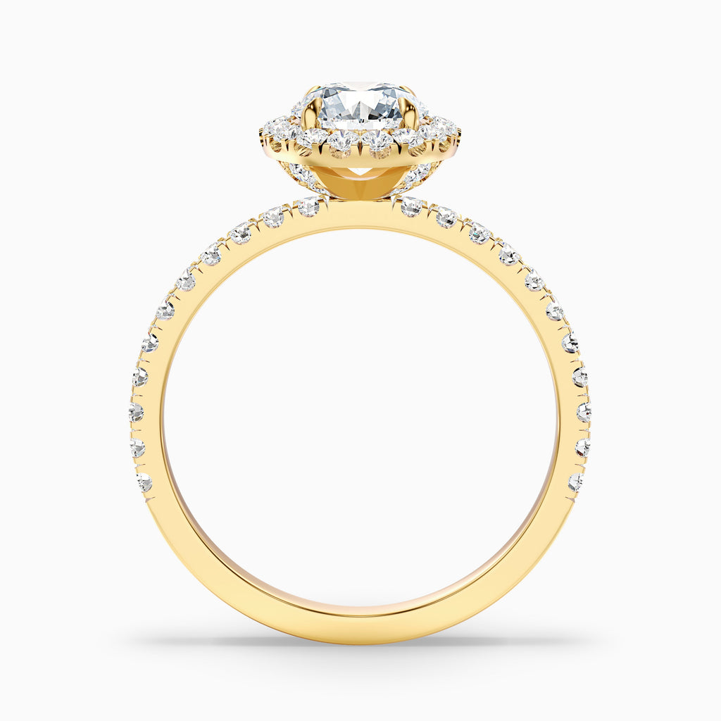 Hailey 1 Carat Round Cut Halo Moissanite Engagement Ring in 18k White Gold