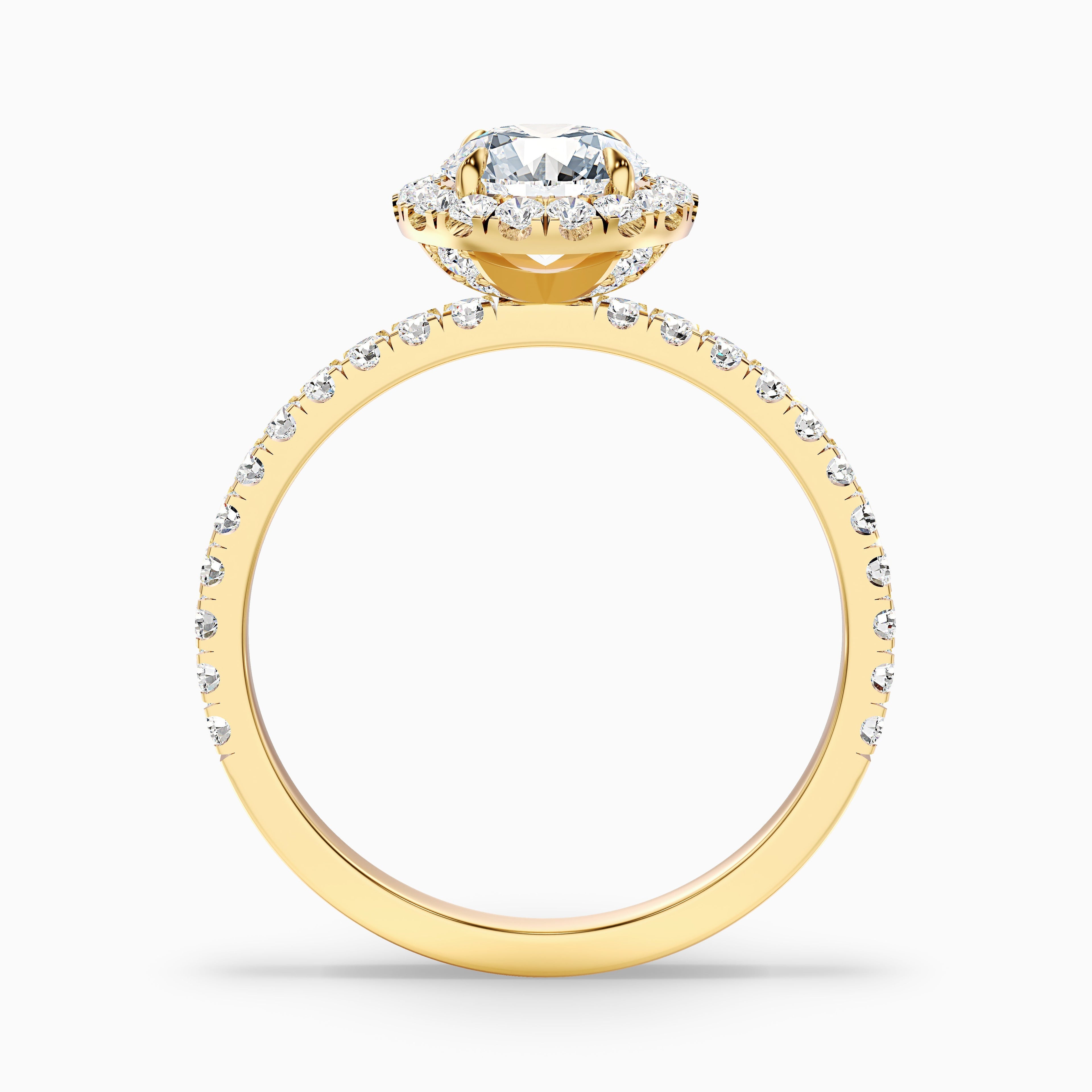 Hailey 1.5 Carat Round Cut Halo Moissanite Engagement Ring in 18k White Gold