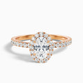 Grace 2.5 Carat Oval Halo Pave Moissanite Engagement Ring in 18k Rose Gold
