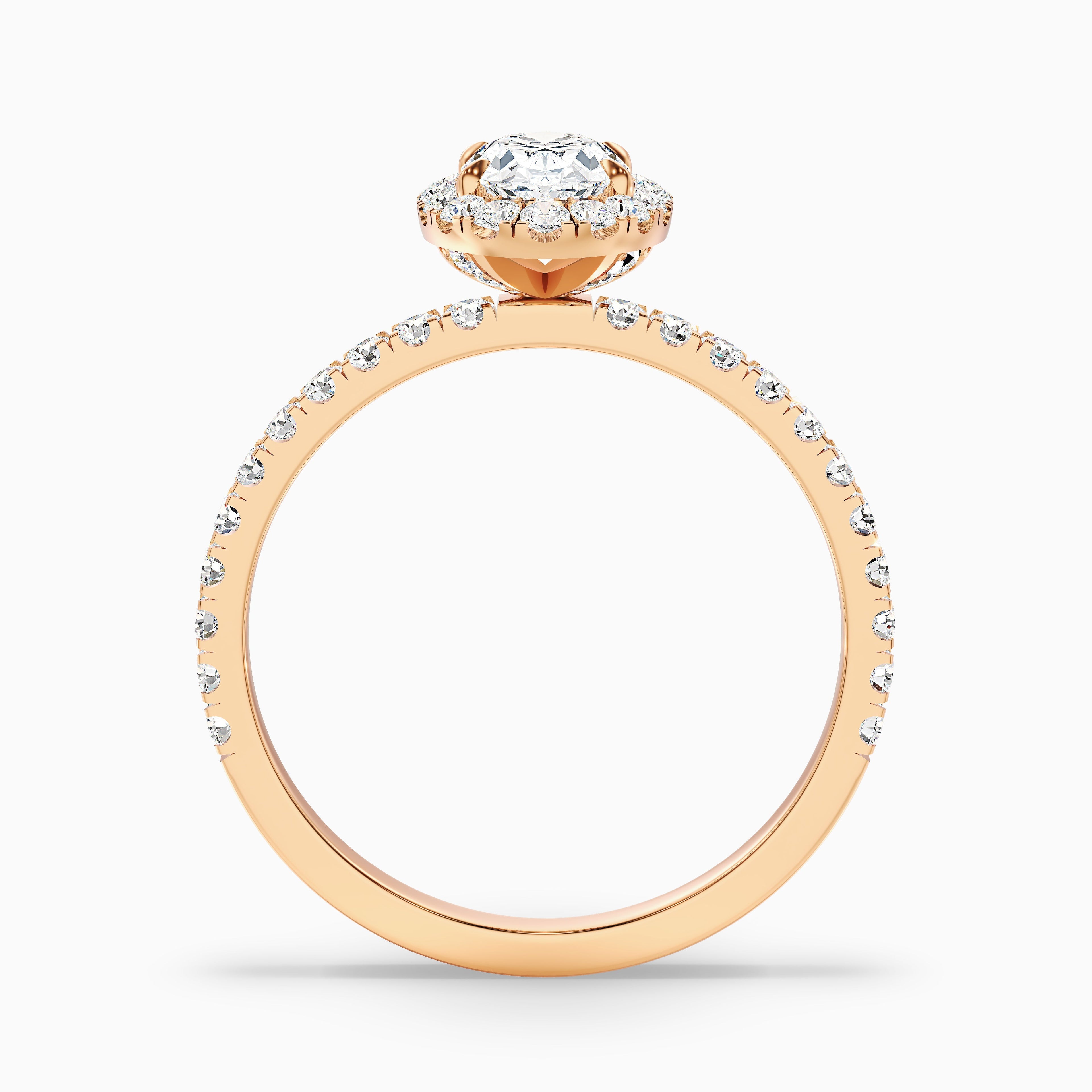 Grace 5 Carat Oval Halo Pave Moissanite Engagement Ring in 14k White Gold