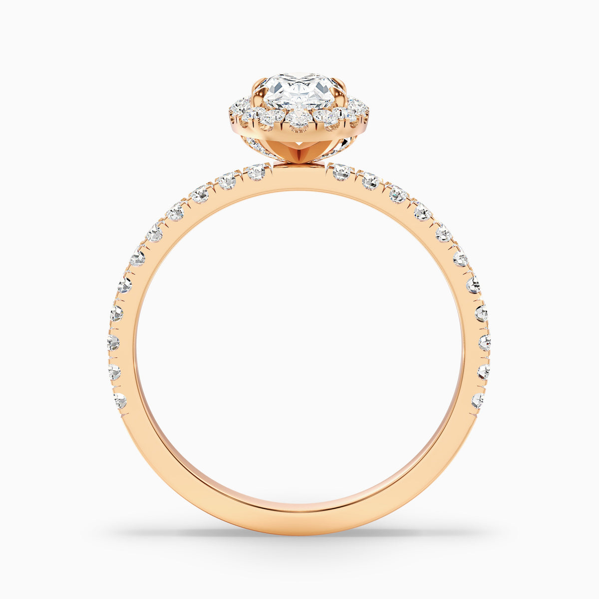 Grace 5 Carat Oval Halo Pave Moissanite Engagement Ring in 14k White Gold