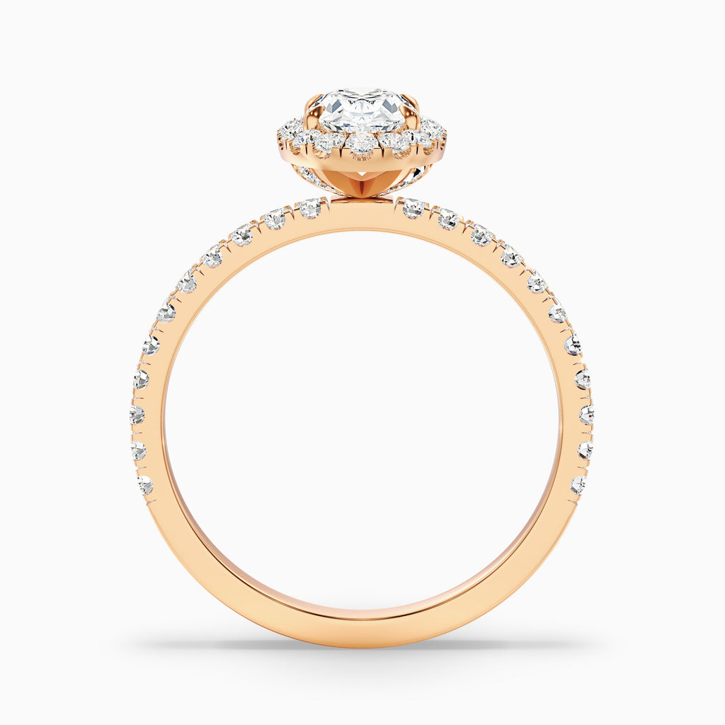 Grace 2.5 Carat Oval Halo Pave Moissanite Engagement Ring in 14k Yellow Gold