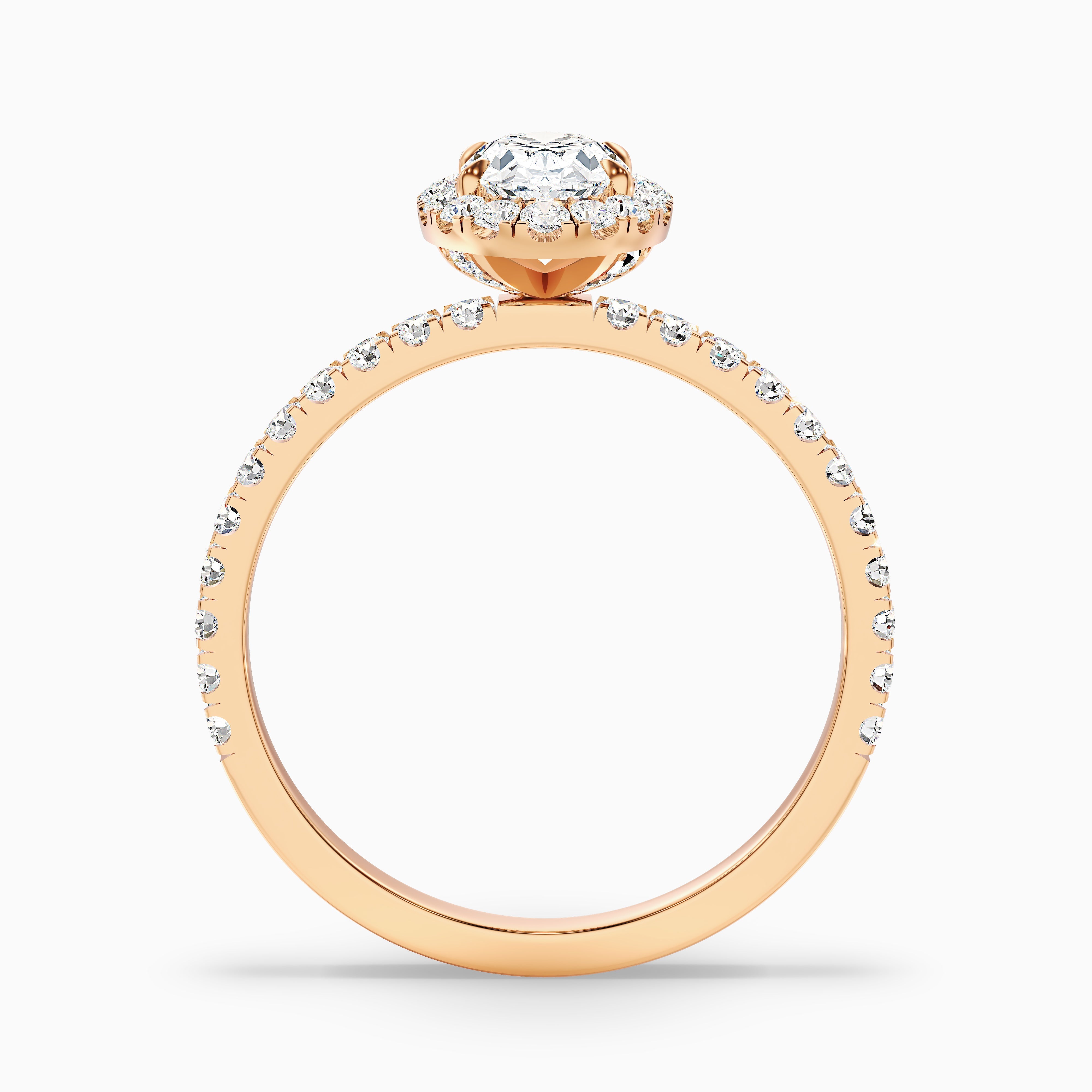 Grace 5.5 Carat Oval Halo Pave Moissanite Engagement Ring in 14k Rose Gold