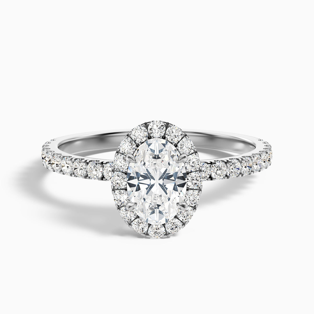 Grace 2 Carat Oval Halo Pave Moissanite Engagement Ring in 10k Rose Gold