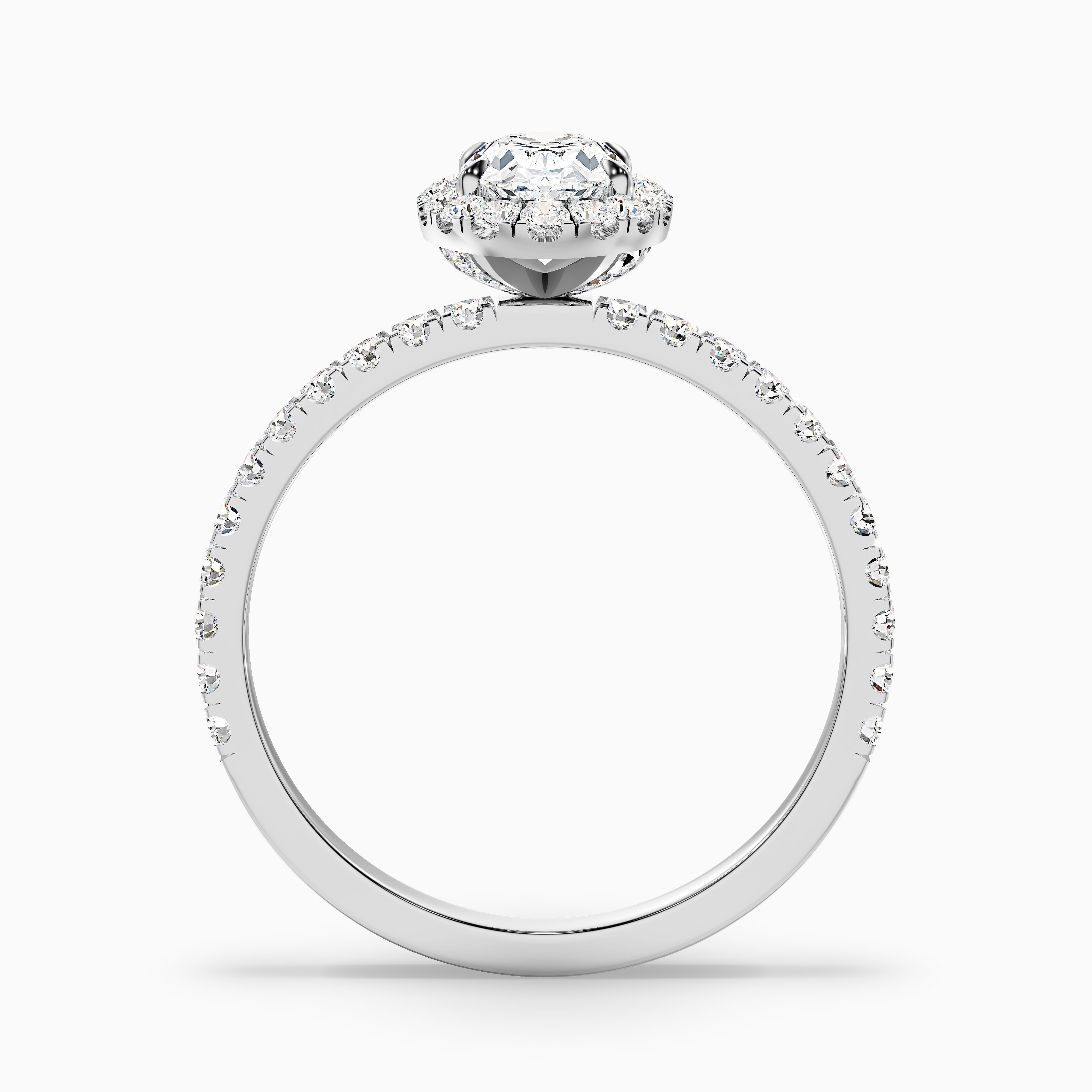Grace 5 Carat Oval Halo Pave Moissanite Engagement Ring in 14k White Gold