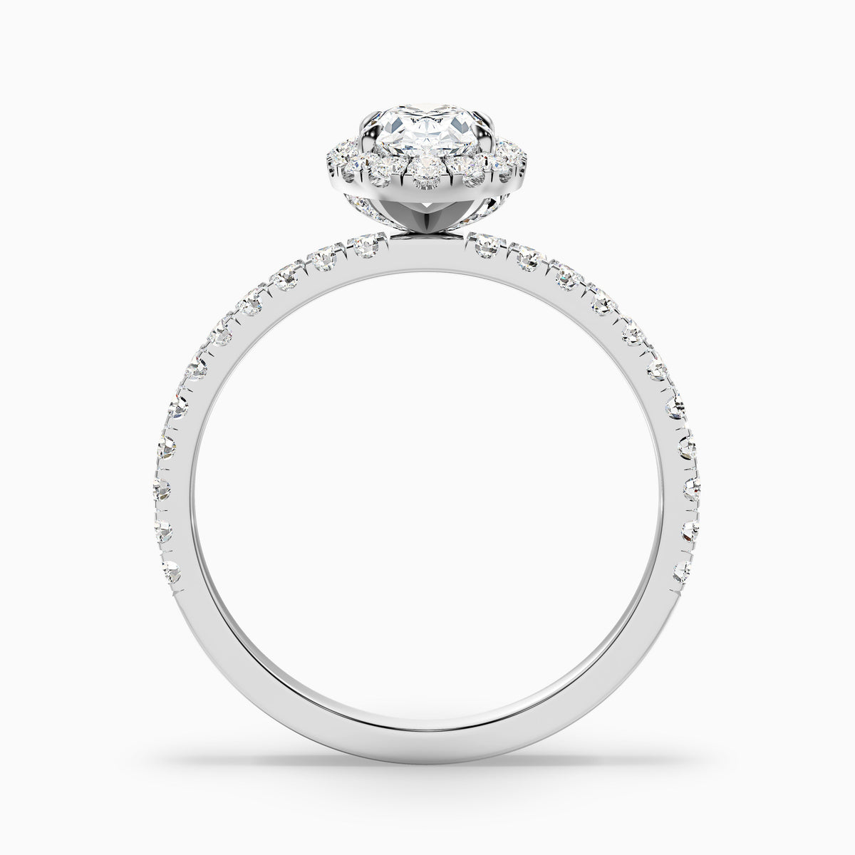 Grace 5 Carat Oval Halo Pave Moissanite Engagement Ring in 18k Rose Gold