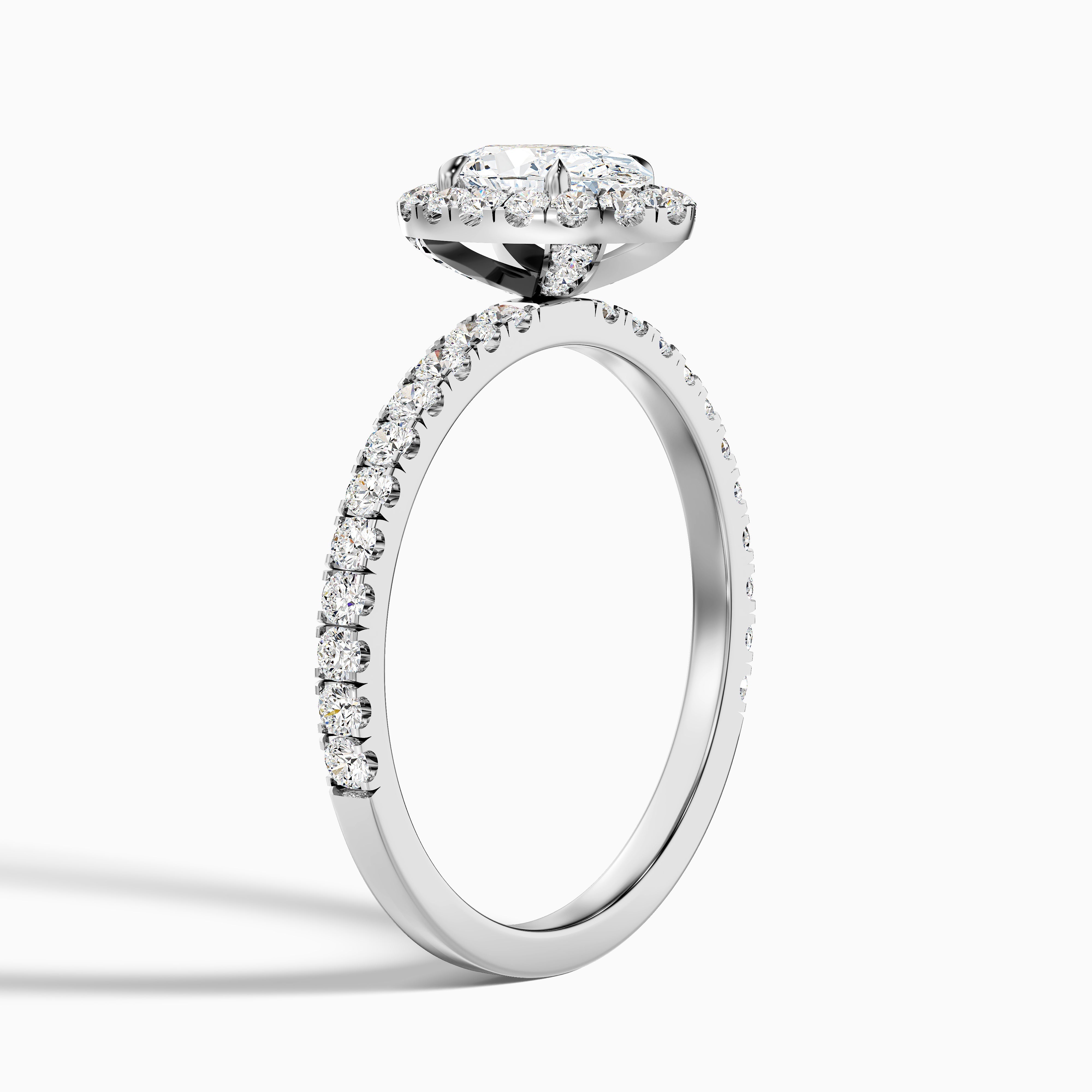 Grace 3.5 Carat Oval Halo Pave Moissanite Engagement Ring in Platinum