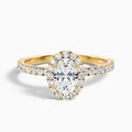 Grace 1 Carat Oval Halo Pave Moissanite Engagement Ring in 10k Yellow Gold