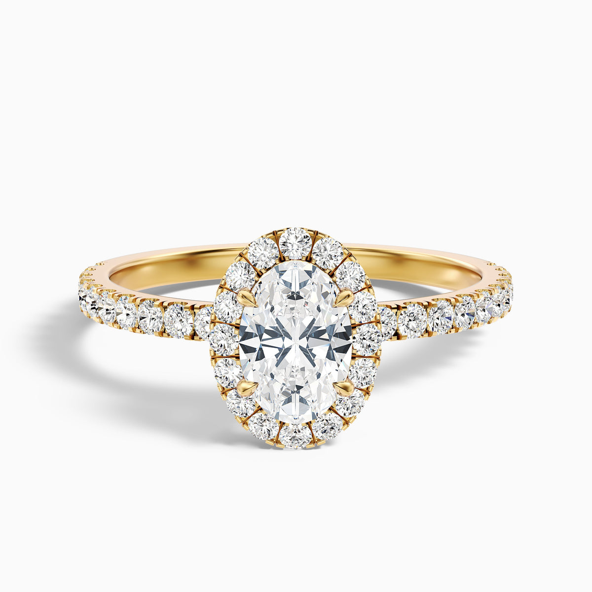 Grace 2.5 Carat Oval Halo Pave Moissanite Engagement Ring in 10k White Gold