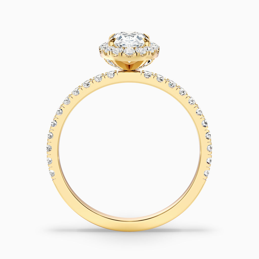 Grace 1.5 Carat Oval Halo Pave Moissanite Engagement Ring in 18k White Gold