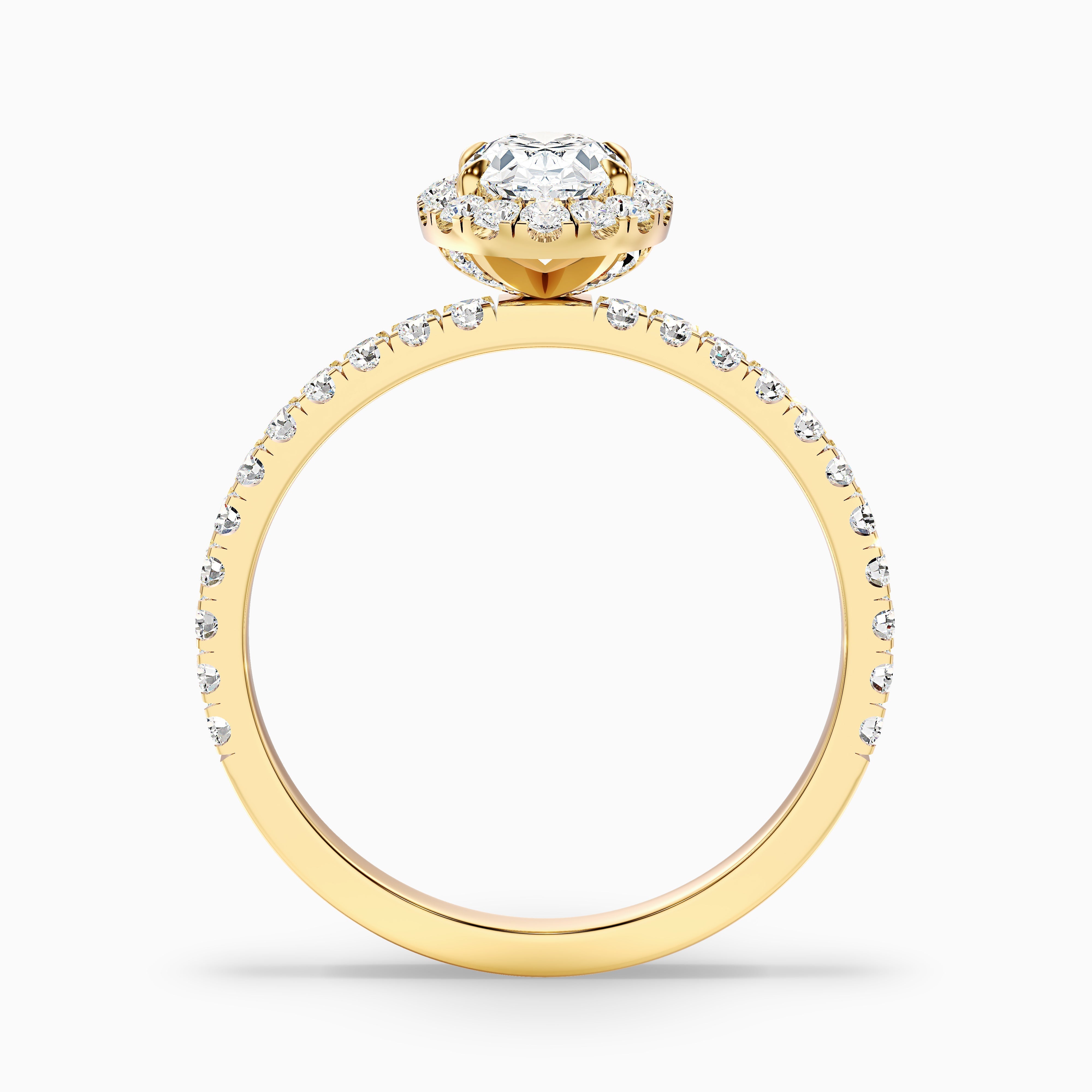 Grace 1.5 Carat Oval Halo Pave Moissanite Engagement Ring in 18k White Gold