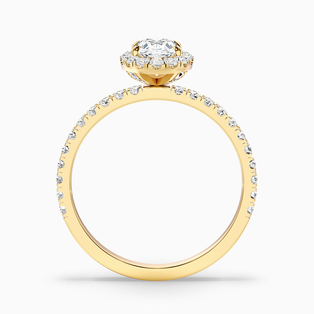 Grace 1.5 Carat Oval Halo Pave Moissanite Engagement Ring in 14k Rose Gold