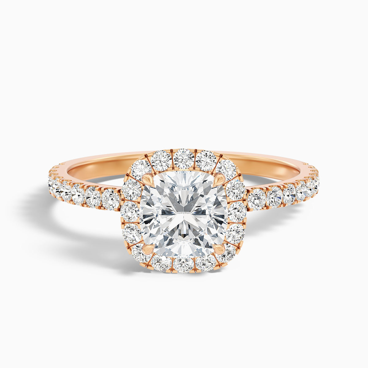 Gina 4.5 Carat Cushion Cut Halo Pave Moissanite Engagement Ring in 10k White Gold