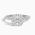 Gina 4.5 Carat Cushion Cut Halo Pave Moissanite Engagement Ring in 18k White Gold