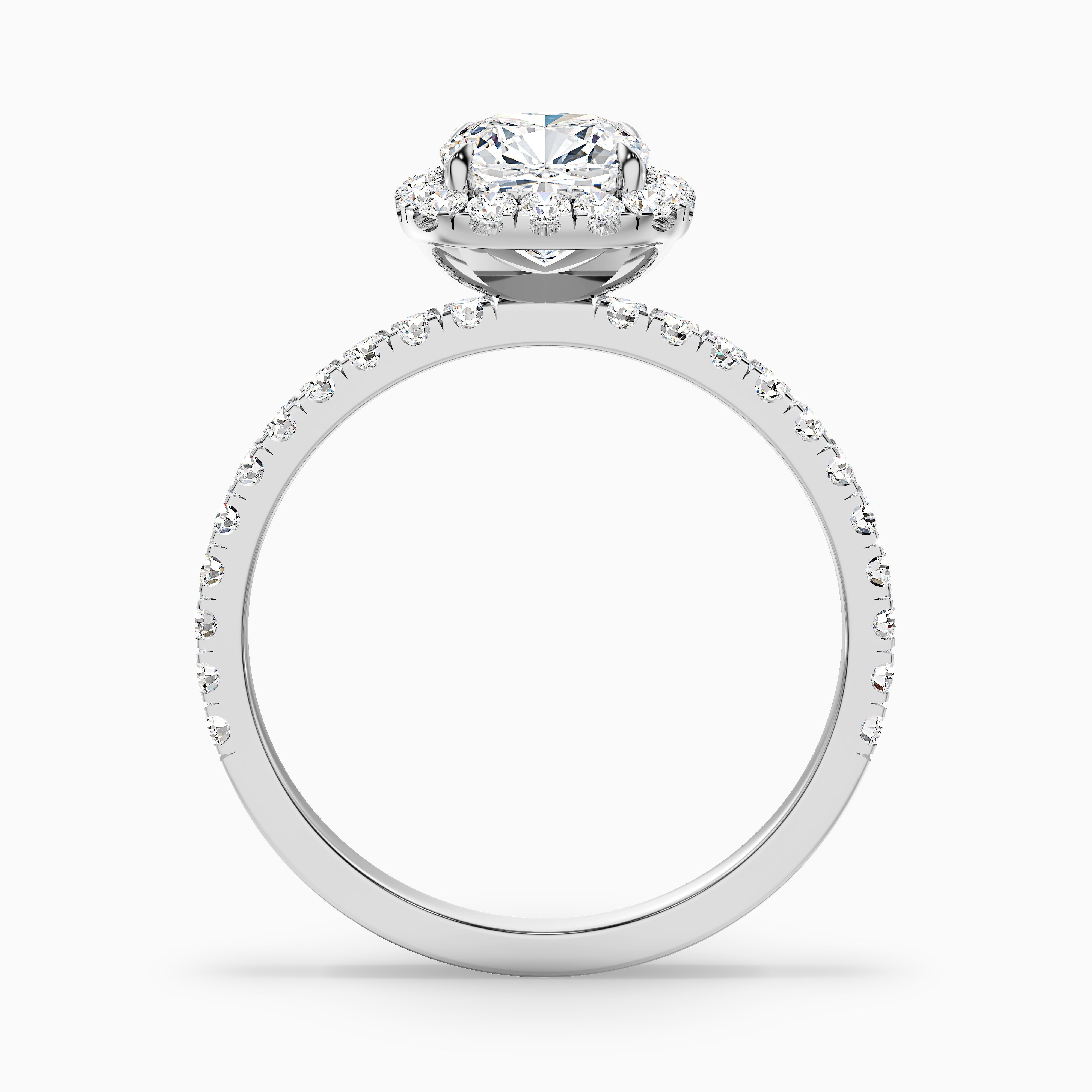 Gina 5.5 Carat Cushion Cut Halo Pave Moissanite Engagement Ring in 14k White Gold