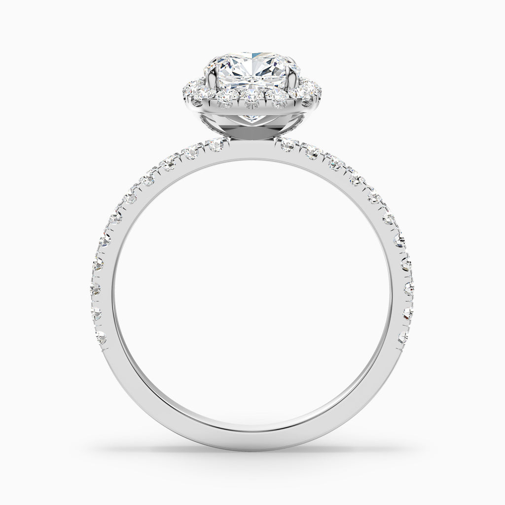 Gina 2 Carat Cushion Cut Halo Pave Moissanite Engagement Ring in 14k White Gold