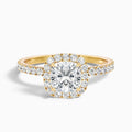 Gina 4.5 Carat Cushion Cut Halo Pave Moissanite Engagement Ring in 10k Yellow Gold