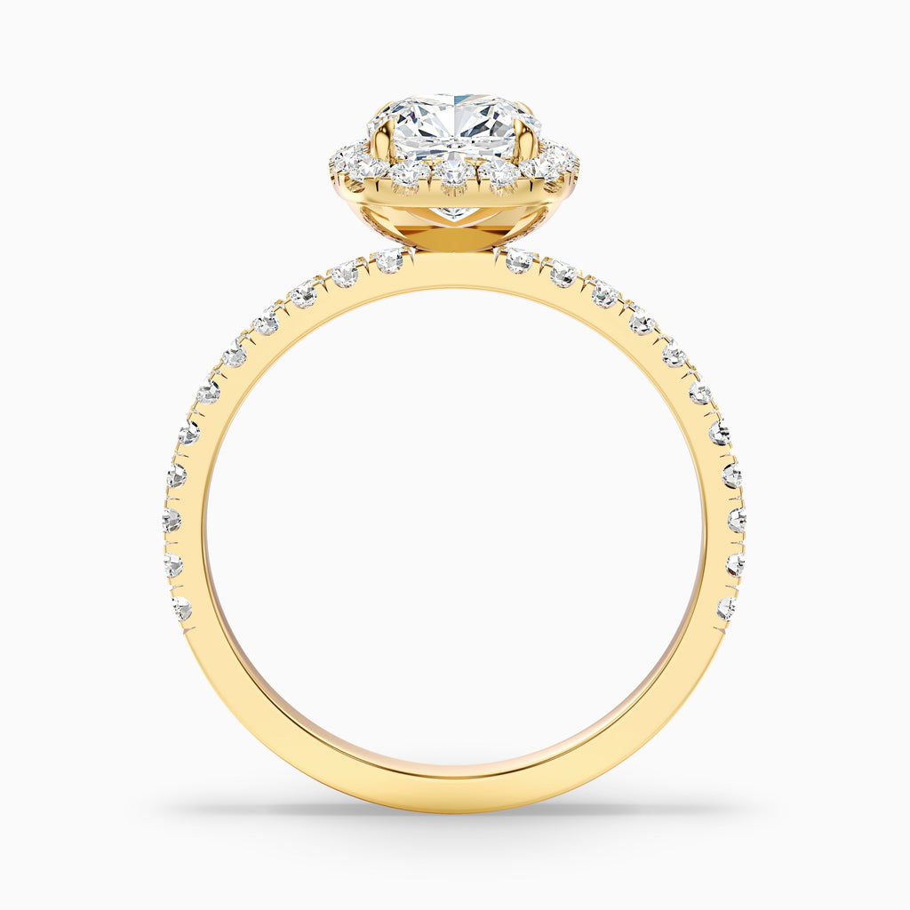 Gina 4.5 Carat Cushion Cut Halo Pave Moissanite Engagement Ring in 18k Yellow Gold