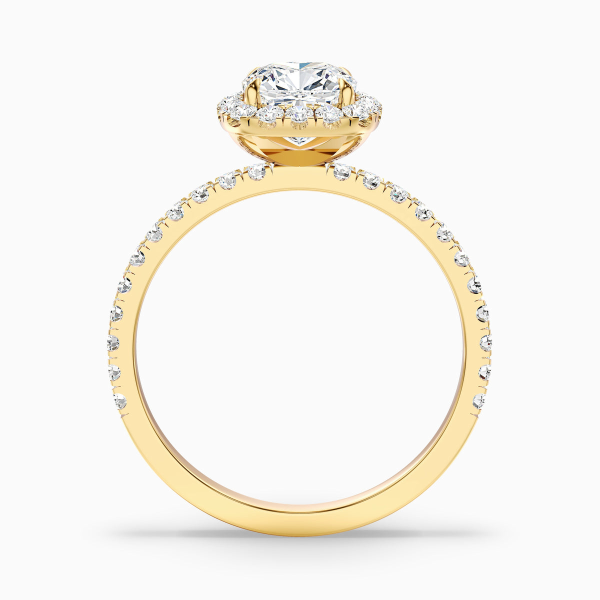 Gina 5 Carat Cushion Cut Halo Pave Moissanite Engagement Ring in Platinum