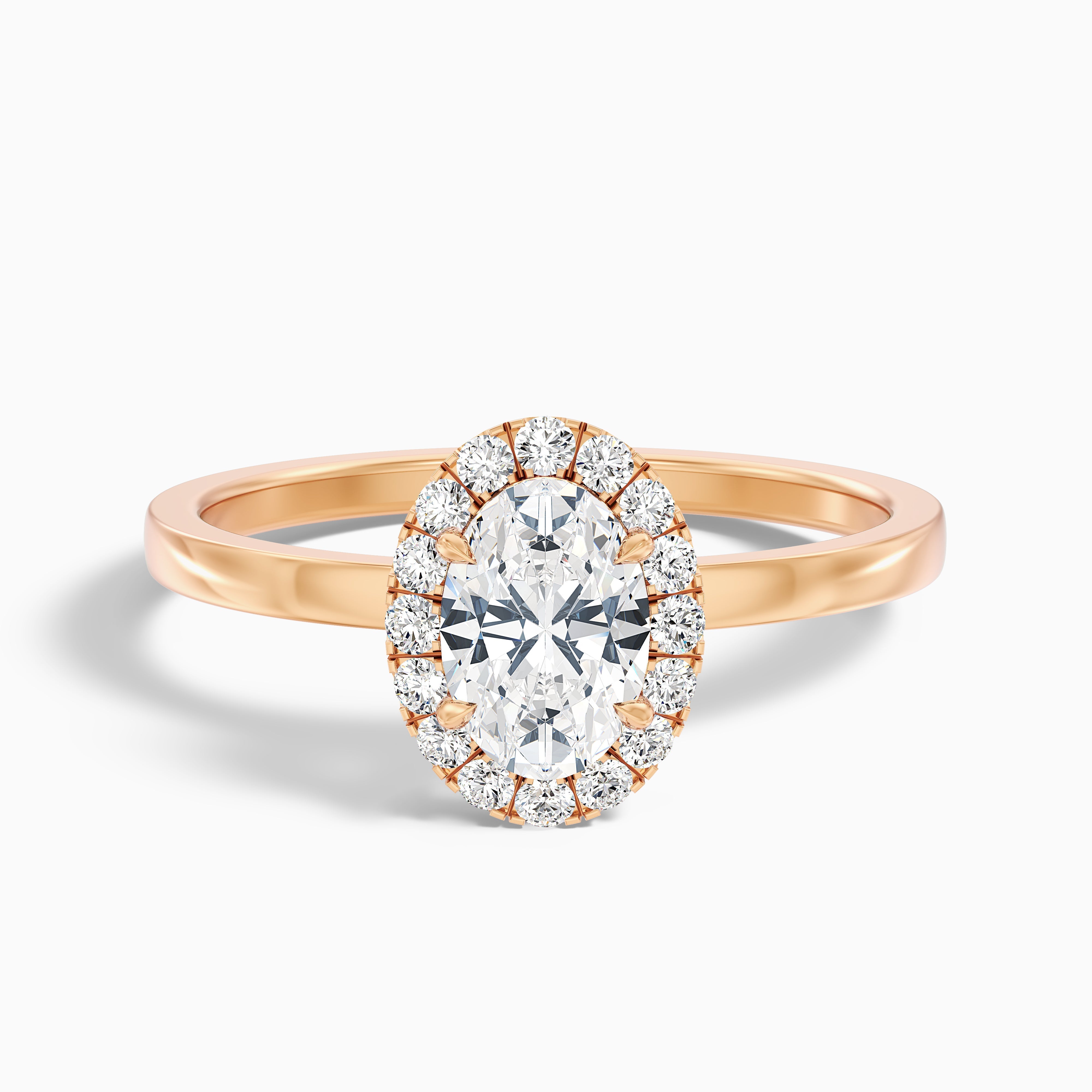 Cris 5.5 Carat Oval Halo Moissanite Engagement Ring in 14k Rose Gold