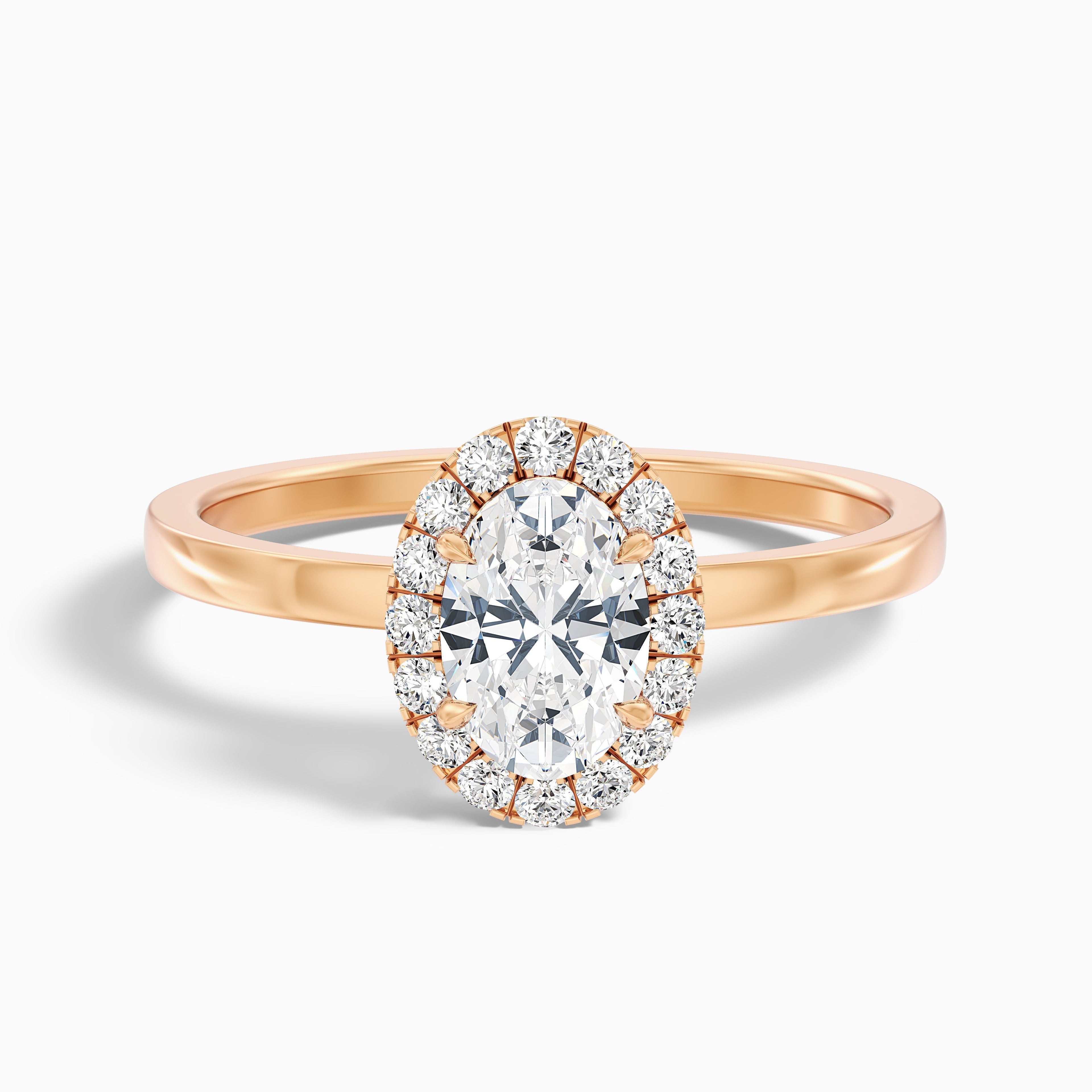 Cris 3.5 Carat Oval Halo Moissanite Engagement Ring in 18k White Gold