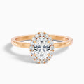 Cris 3 Carat Oval Halo Moissanite Engagement Ring in 10k Rose Gold