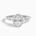 Cris 5 Carat Oval Halo Moissanite Engagement Ring in 18k White Gold