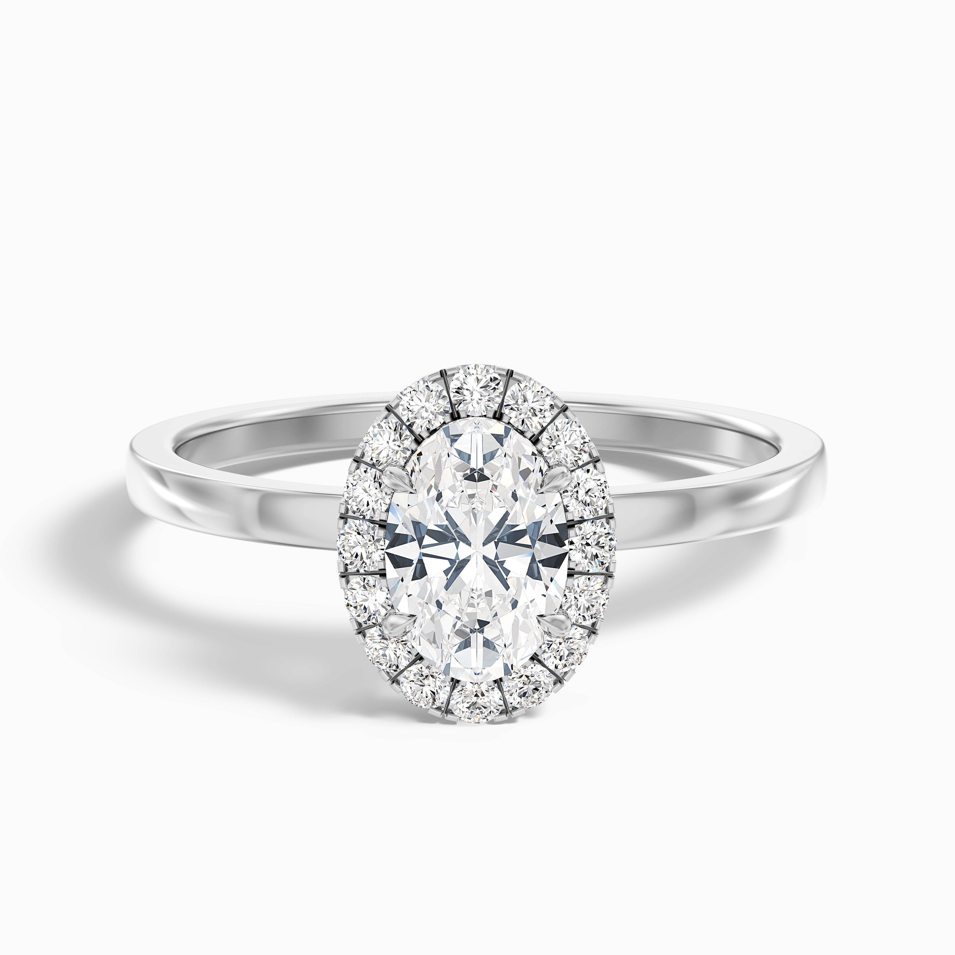 Cris 2.5 Carat Oval Halo Moissanite Engagement Ring in 10k Rose Gold