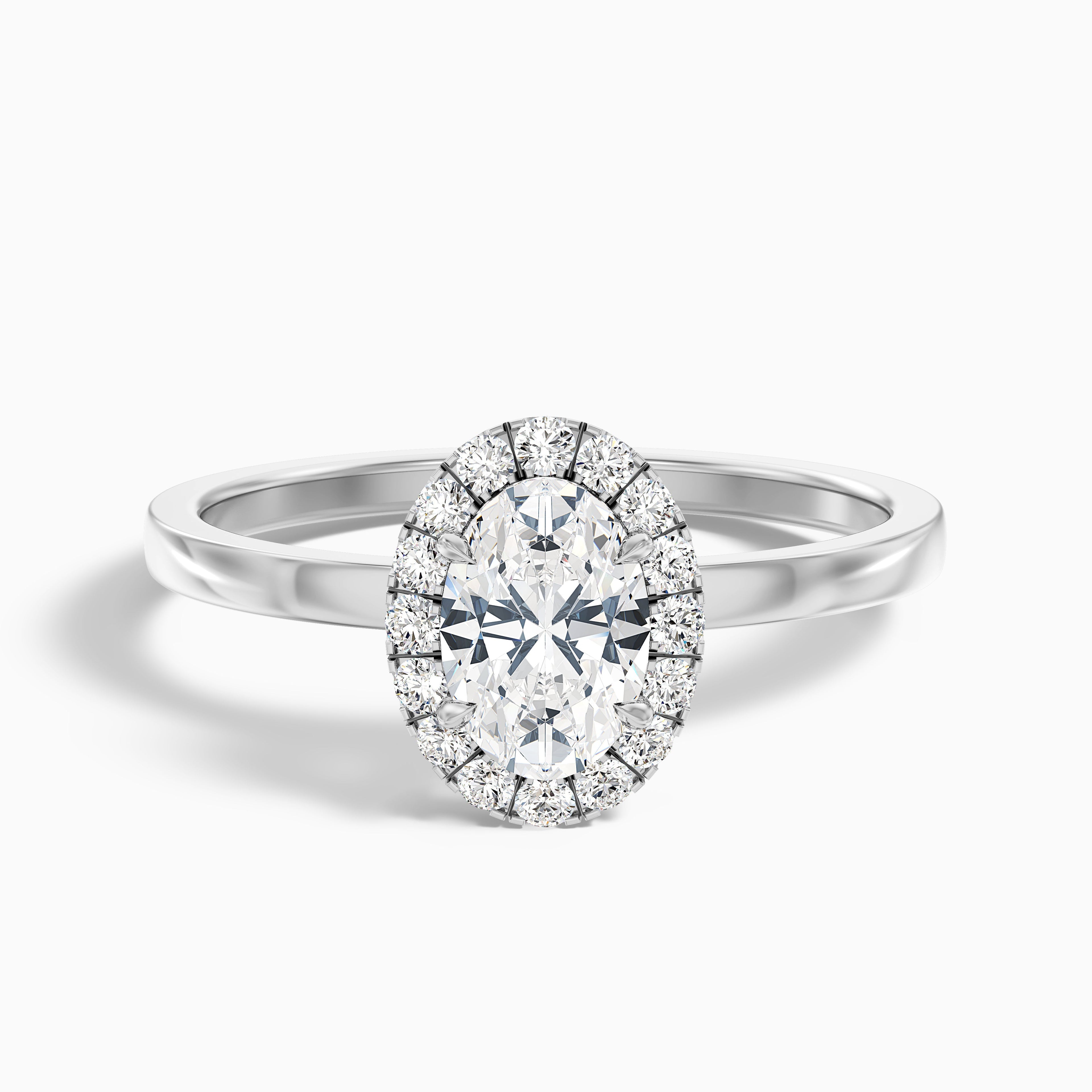 Cris 5 Carat Oval Halo Moissanite Engagement Ring in 14k Rose Gold
