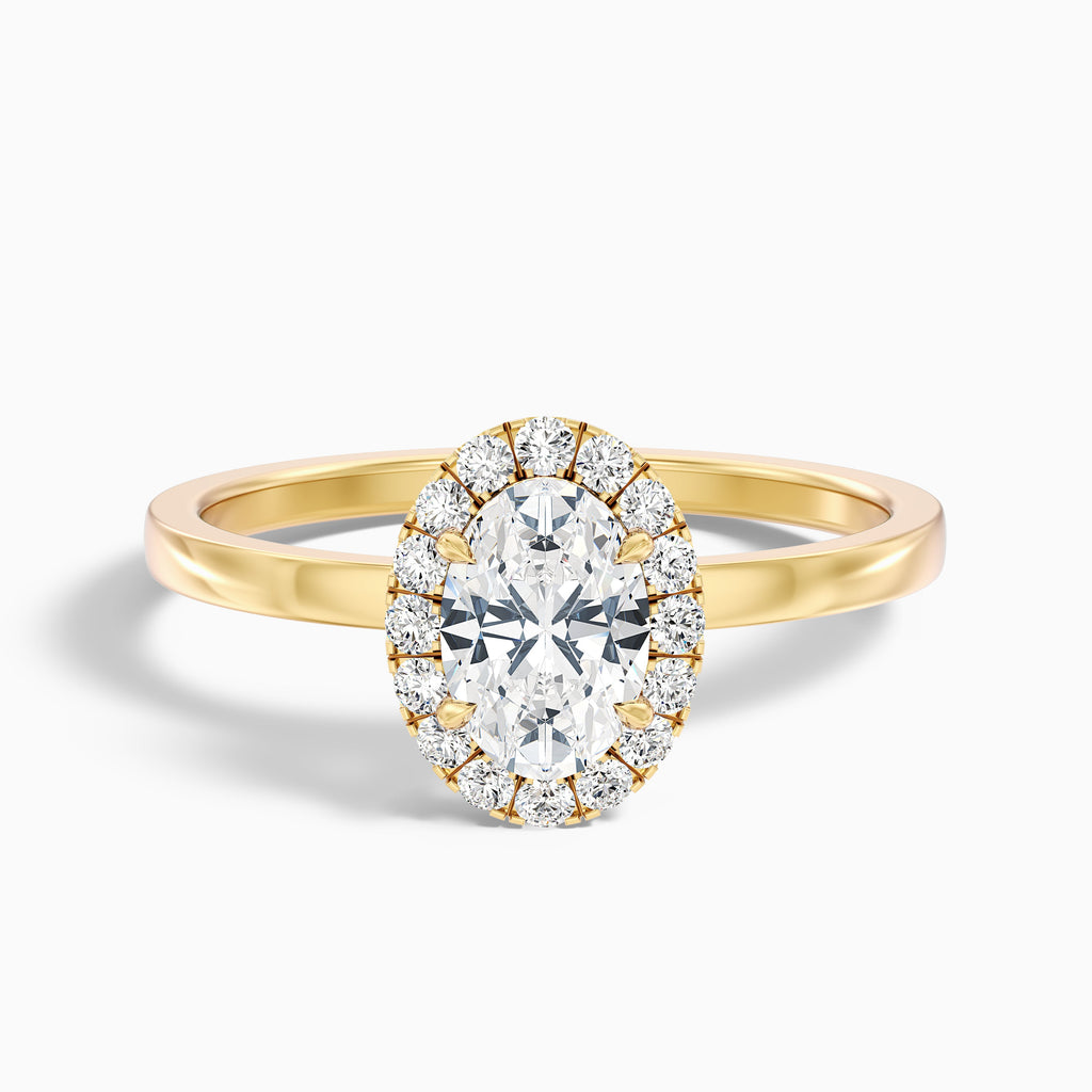 Cris 5 Carat Oval Halo Moissanite Engagement Ring in Platinum