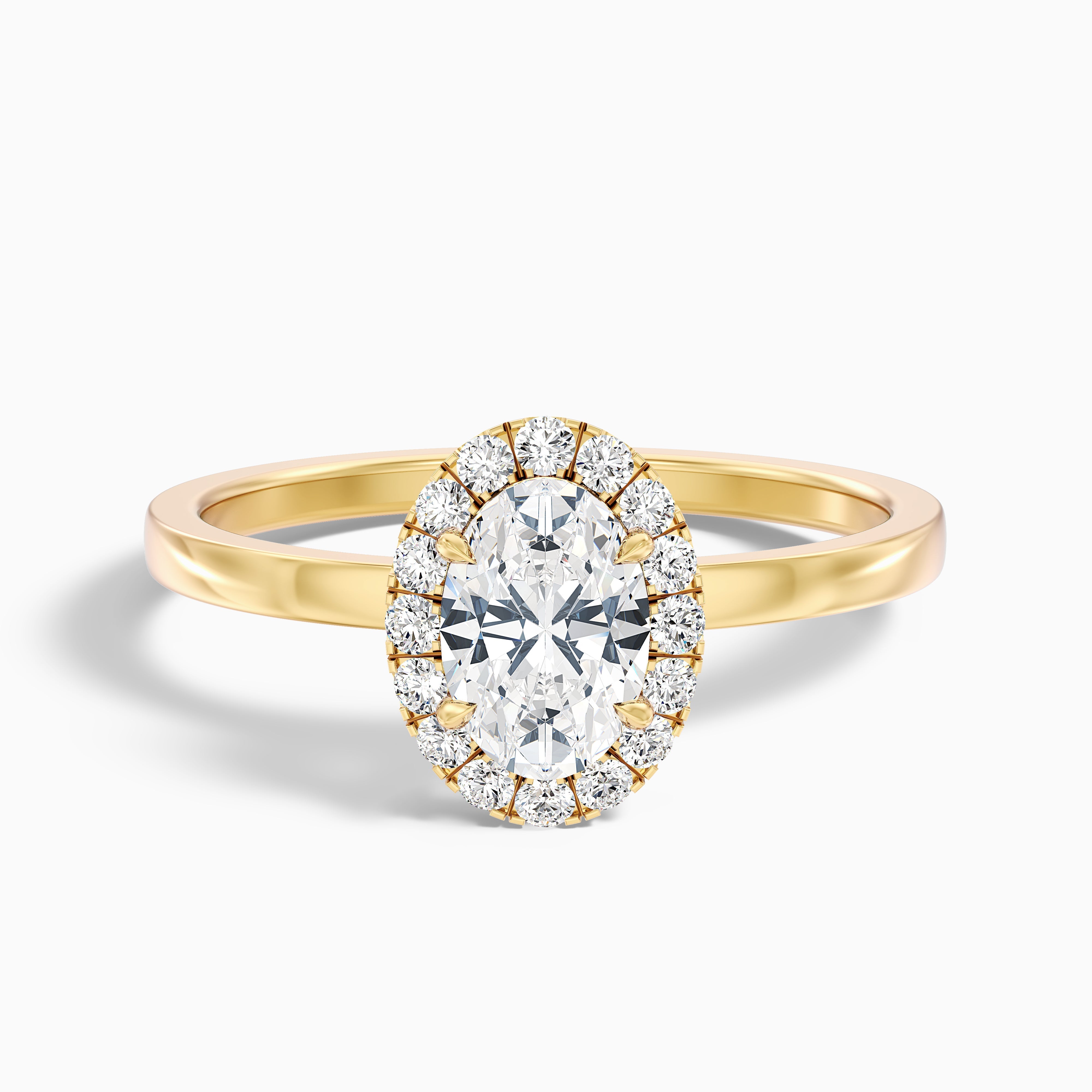 Cris 2 Carat Oval Halo Moissanite Engagement Ring in 10k White Gold