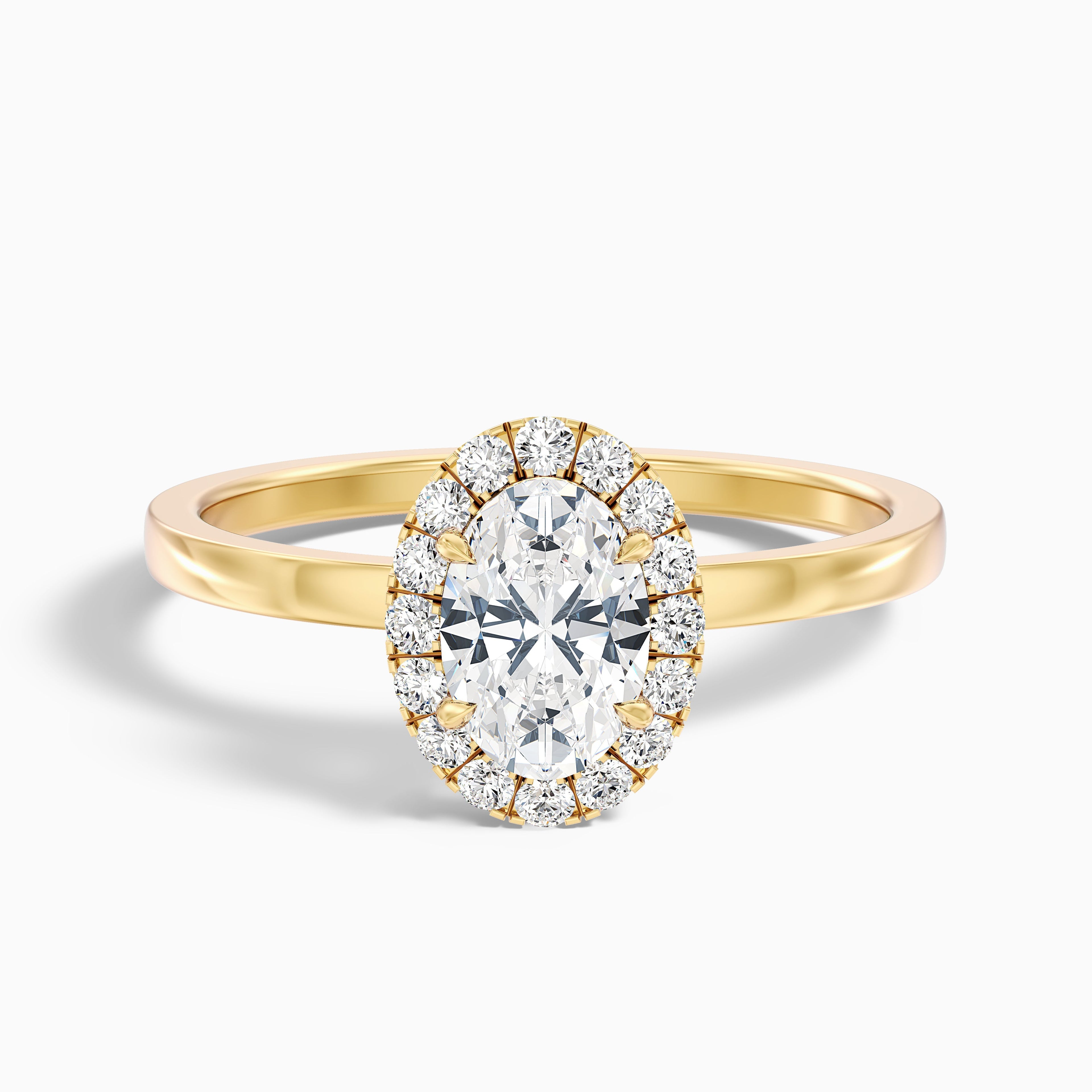 Cris 1.5 Carat Oval Halo Moissanite Engagement Ring in 18k Rose Gold