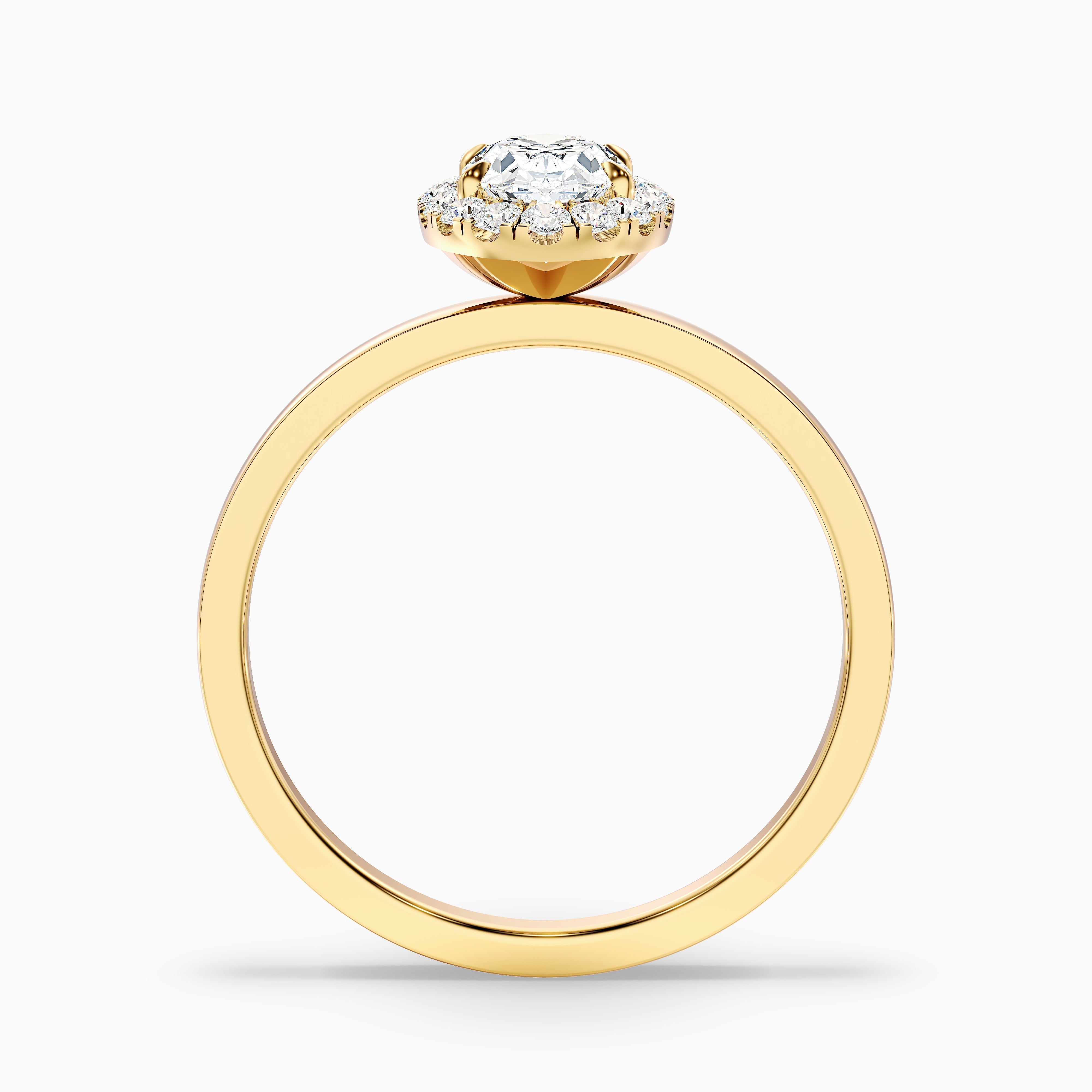 Cris 5 Carat Oval Halo Moissanite Engagement Ring in 18k Yellow Gold
