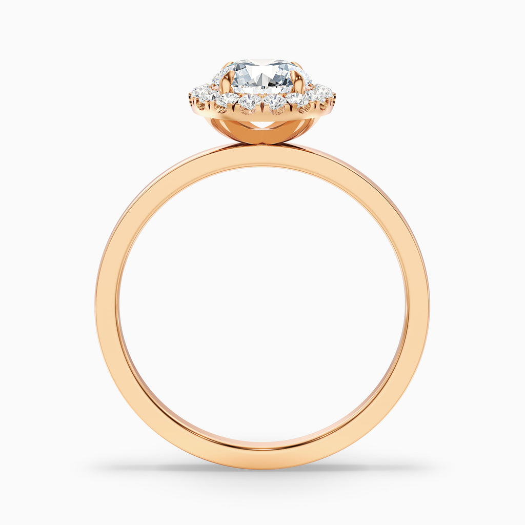 Cora 1 Carat Round Halo Moissanite Engagement Ring in 18k White Gold