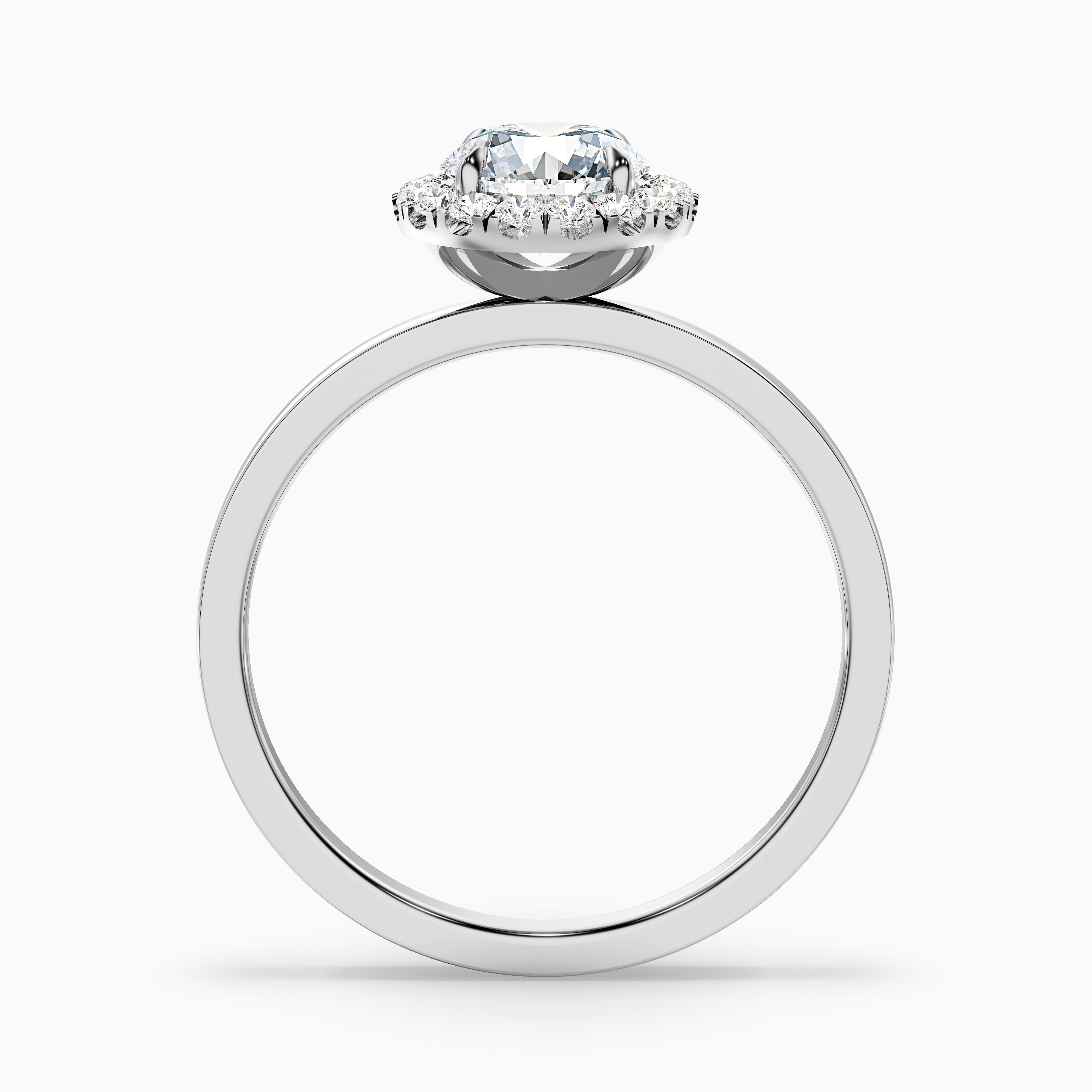 Cora 5 Carat Round Halo Moissanite Engagement Ring in 14k White Gold