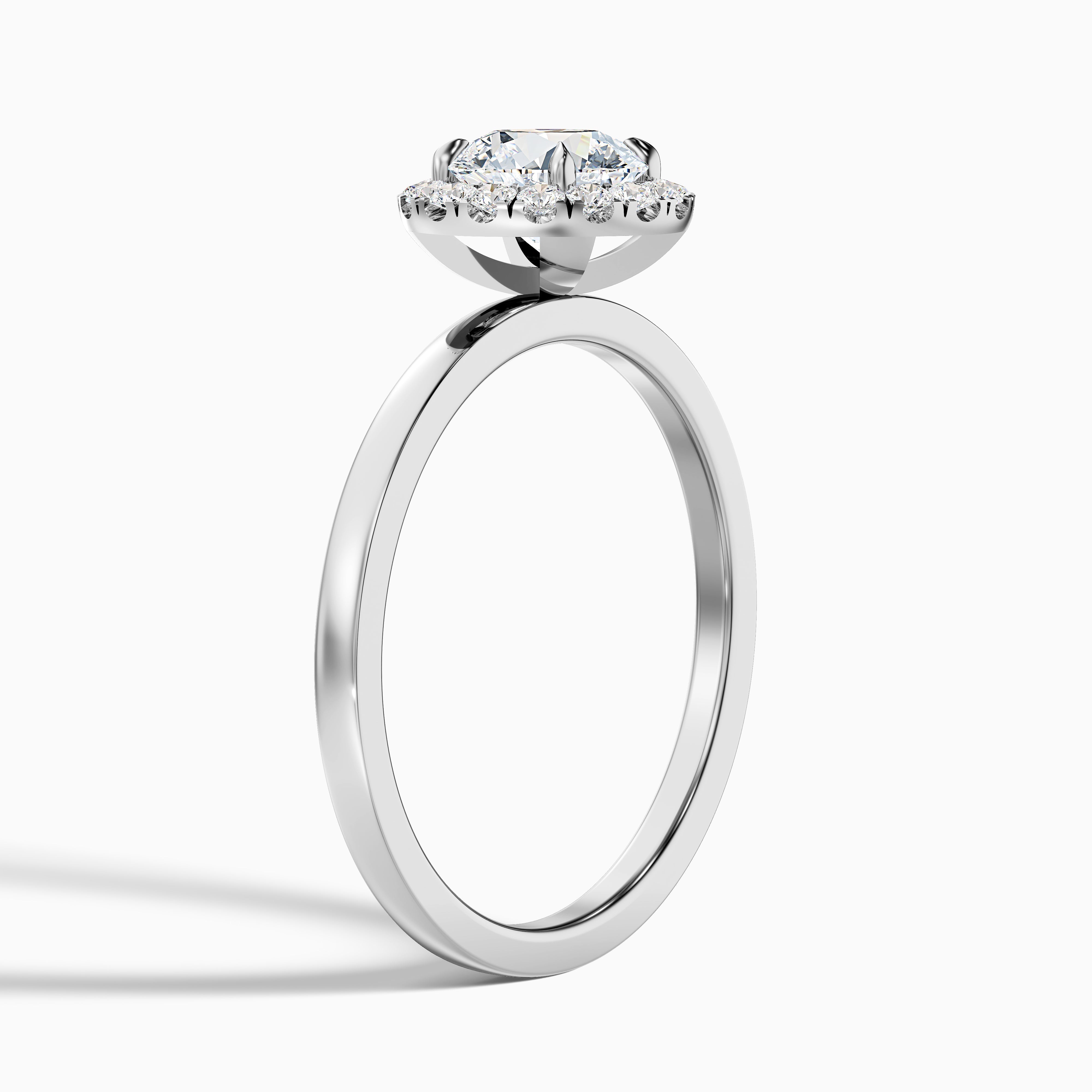 Cora 3 Carat Round Halo Moissanite Engagement Ring in Platinum