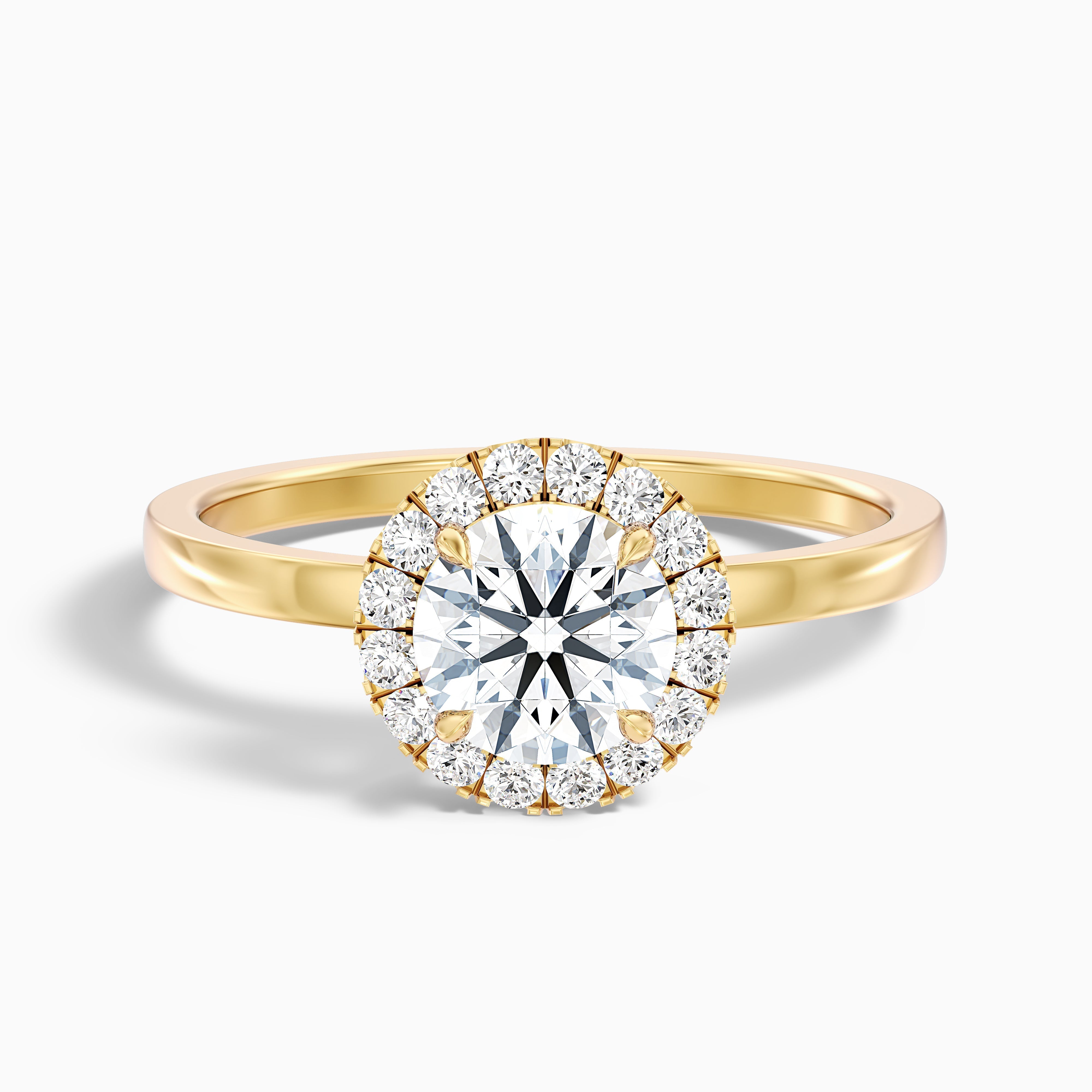 Cora 2 Carat Round Halo Moissanite Engagement Ring in 18k White Gold