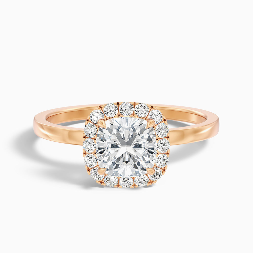 Claire 2 Carat Cushion Cut Halo Moissanite Engagement Ring in 10k Yellow Gold