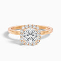 Claire 3 Carat Cushion Cut Halo Moissanite Engagement Ring in 18k Rose Gold