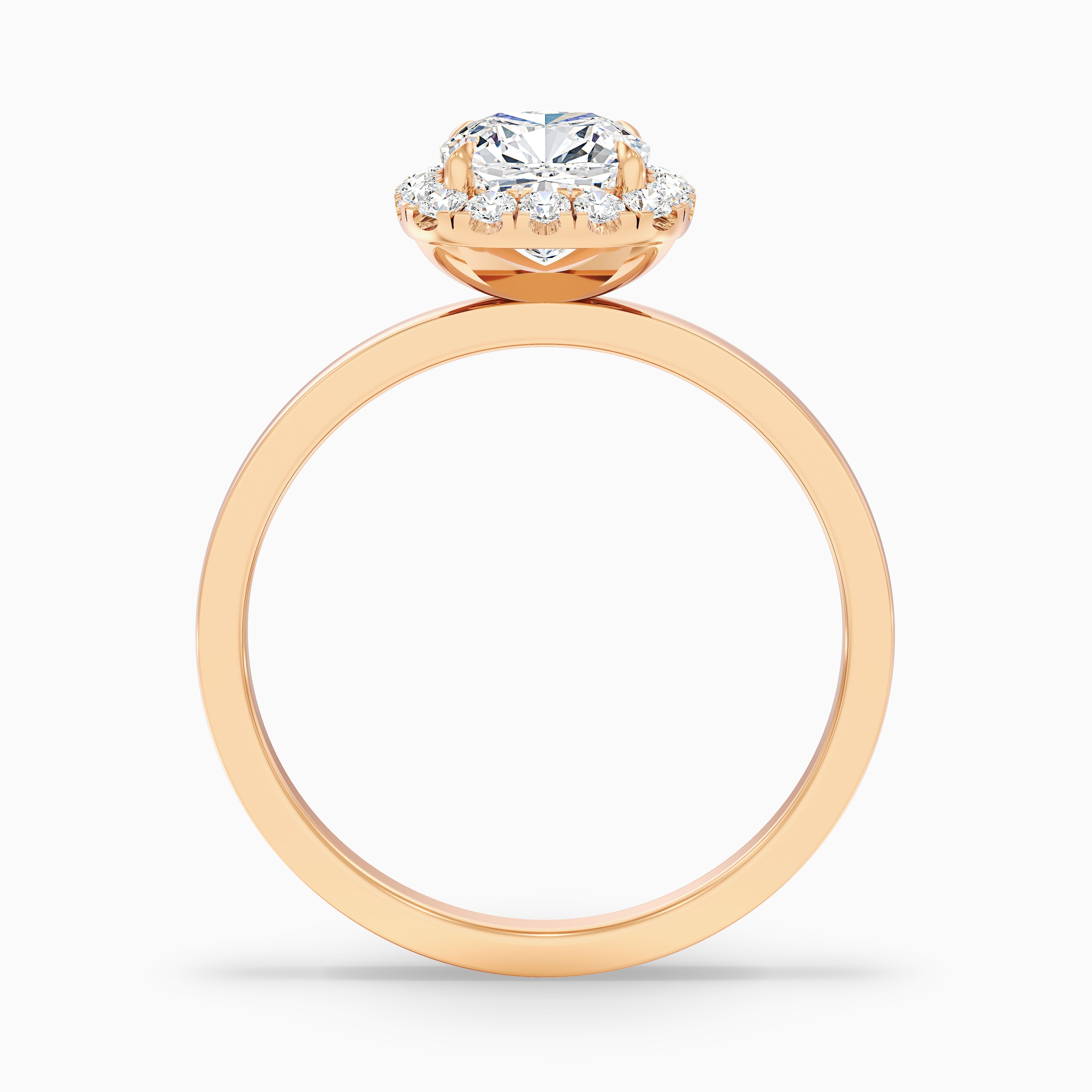 Claire 4.5 Carat Cushion Cut Halo Moissanite Engagement Ring in 18k Rose Gold