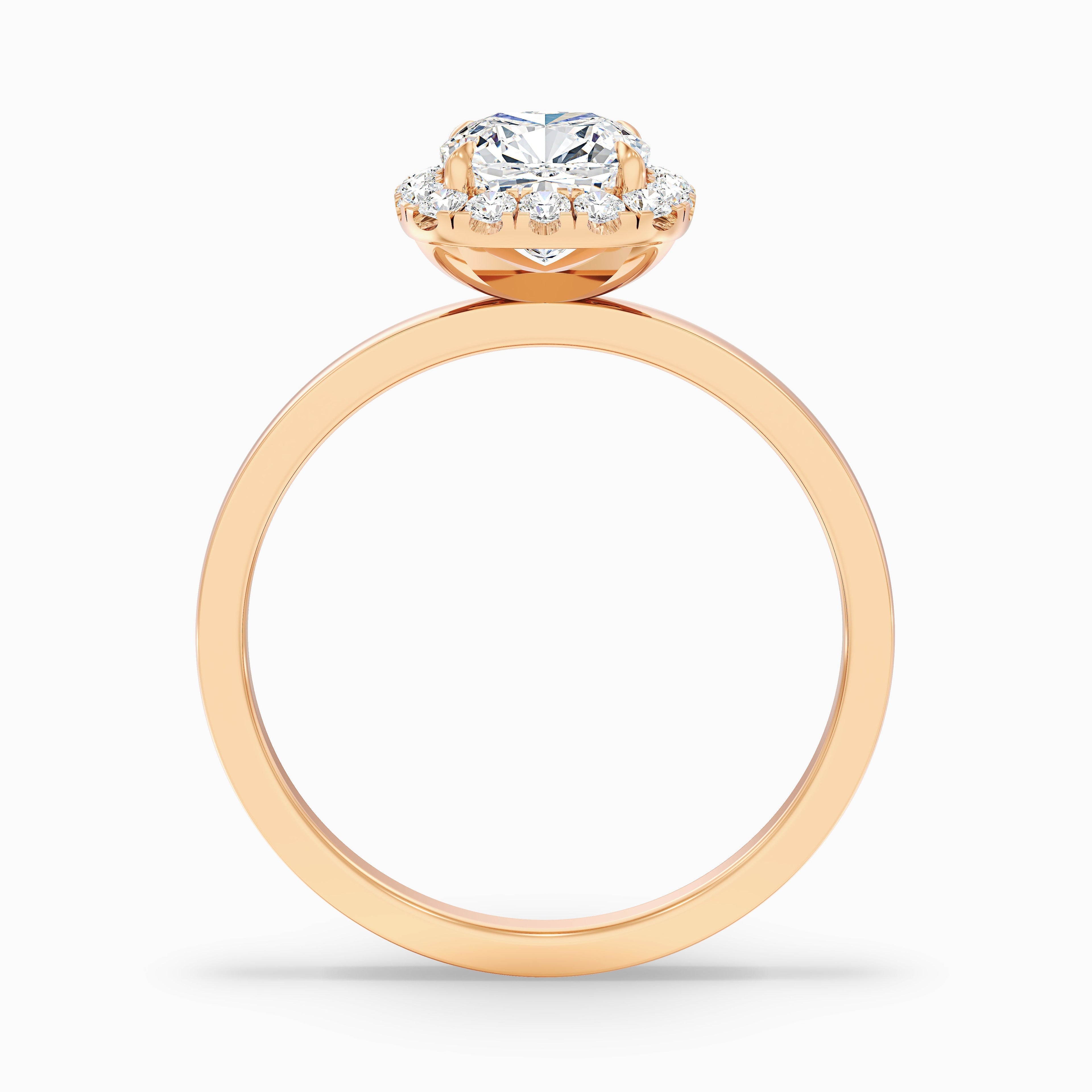 Claire 2.5 Carat Cushion Cut Halo Moissanite Engagement Ring in 14k Rose Gold