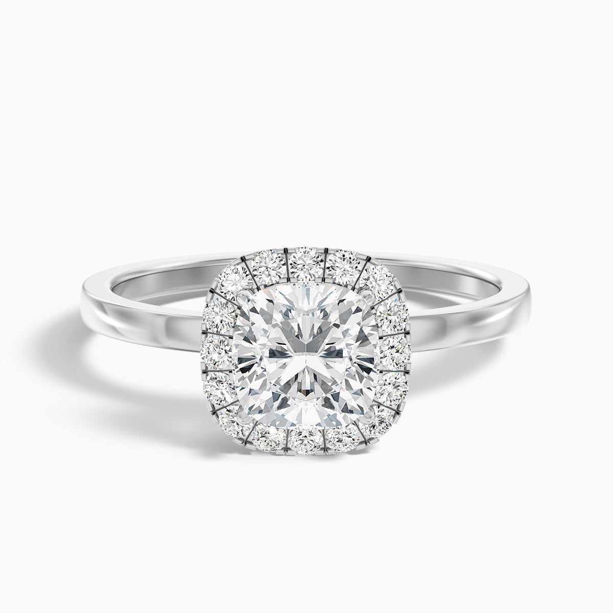 Claire 3.5 Carat Cushion Cut Halo Moissanite Engagement Ring in 18k Rose Gold