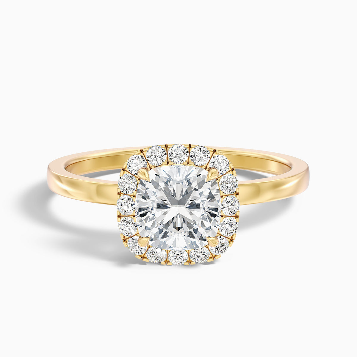 Claire 4.5 Carat Cushion Cut Halo Moissanite Engagement Ring in 10k Yellow Gold