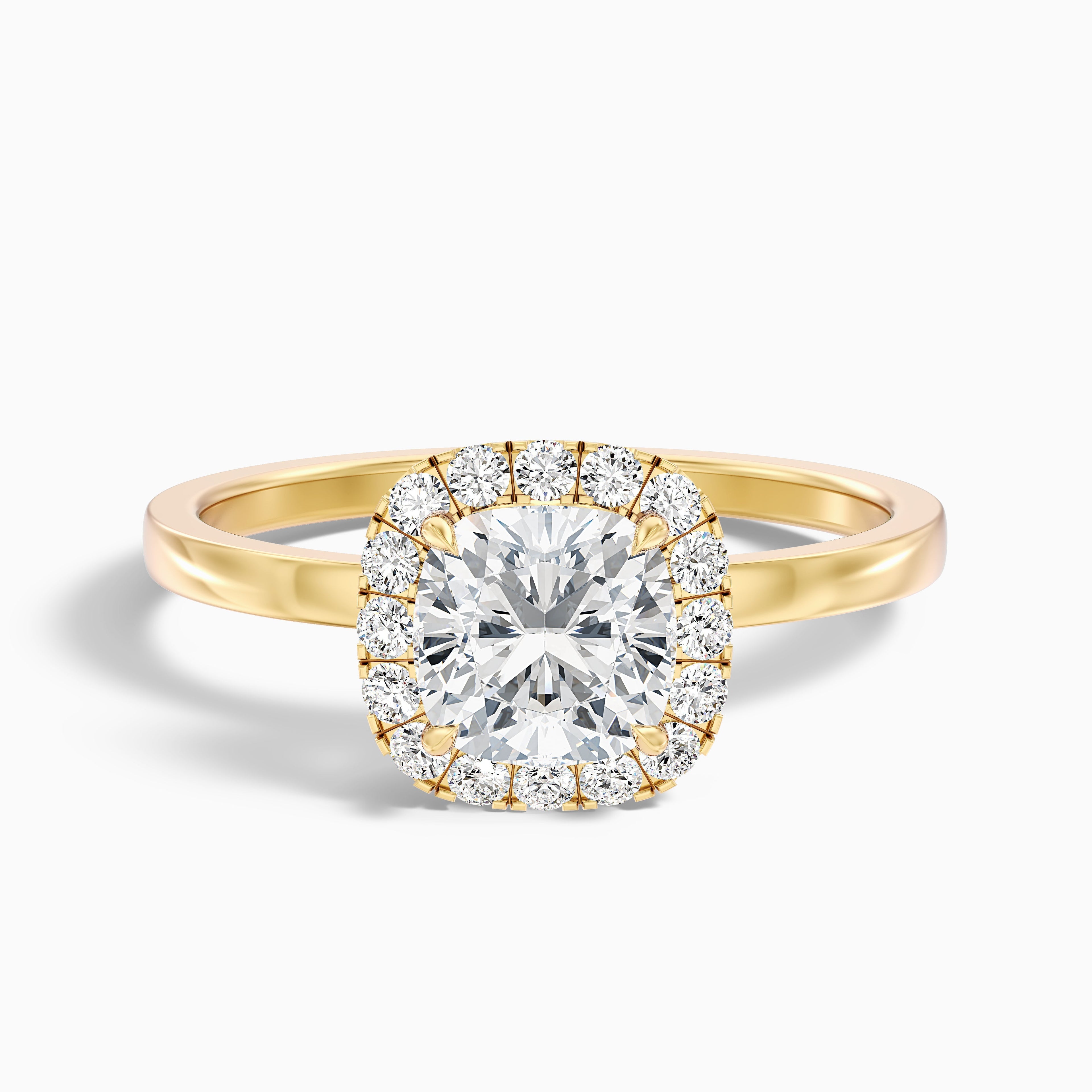 Claire 1 Carat Cushion Cut Halo Moissanite Engagement Ring in Platinum