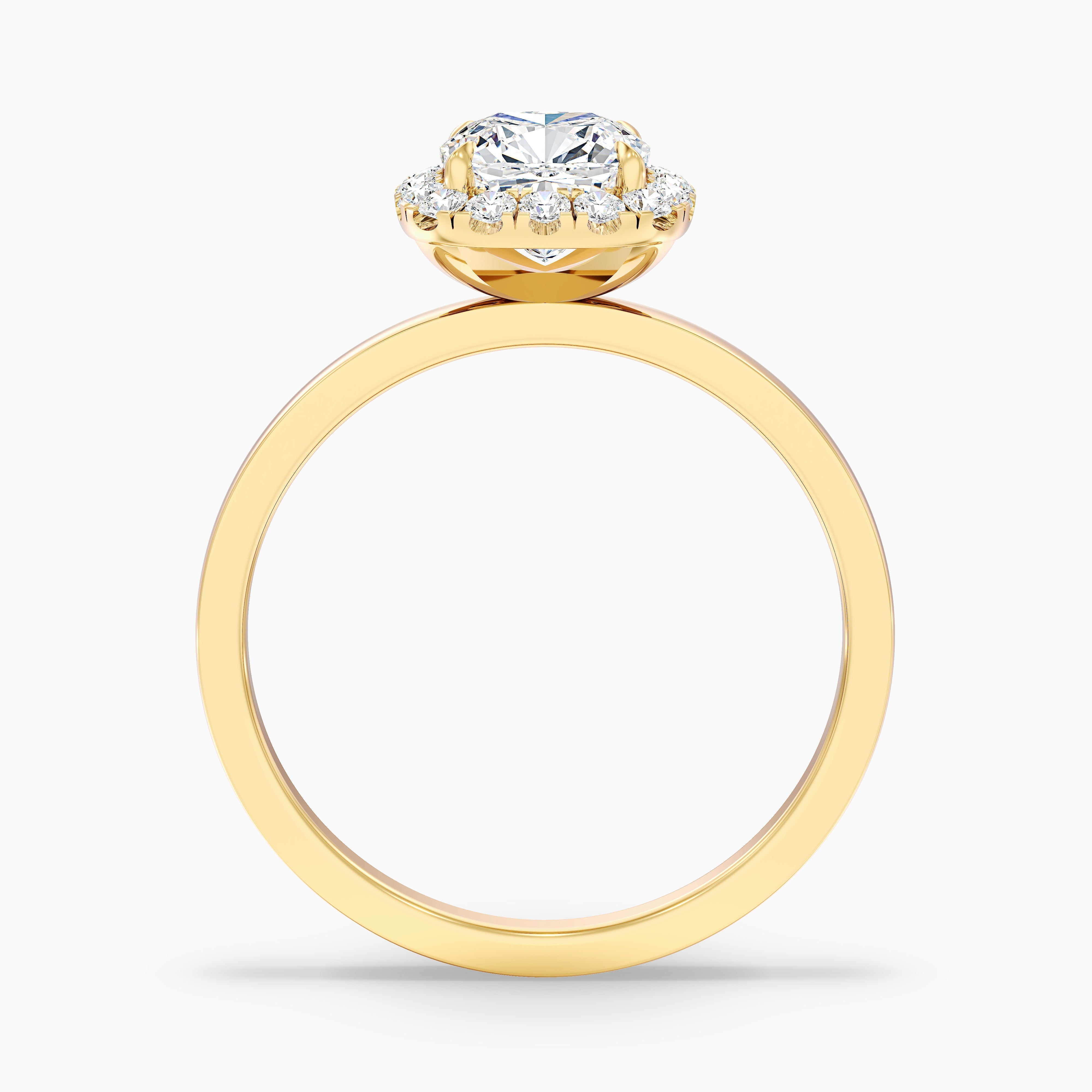 Claire 5 Carat Cushion Cut Halo Moissanite Engagement Ring in 14k Yellow Gold
