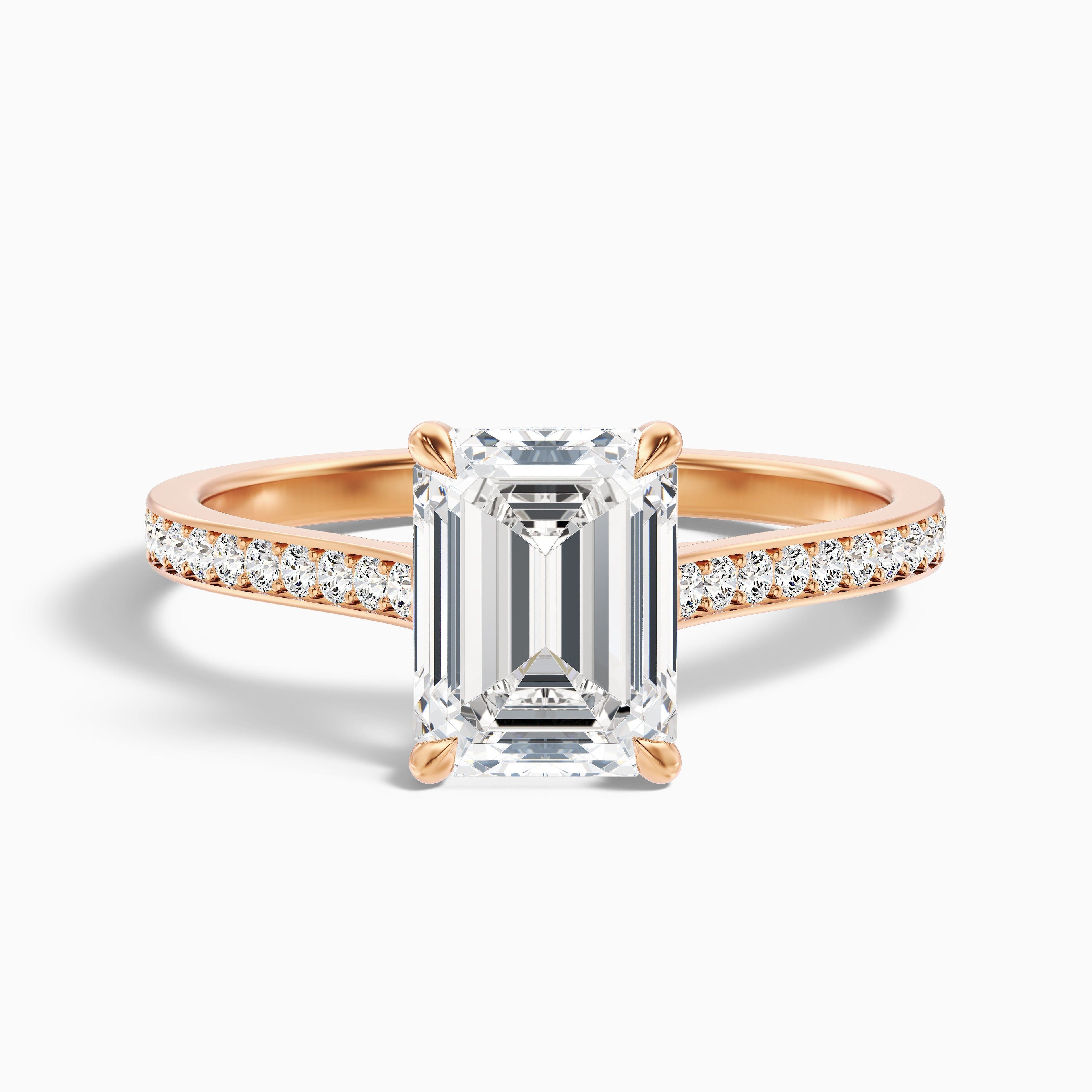 Chase 4.5 Carat Emerald Cut Side Stone Pave Moissanite Engagement Ring in 10k Yellow Gold