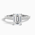 Chase 5 Carat Emerald Cut Side Stone Pave Moissanite Engagement Ring in Platinum