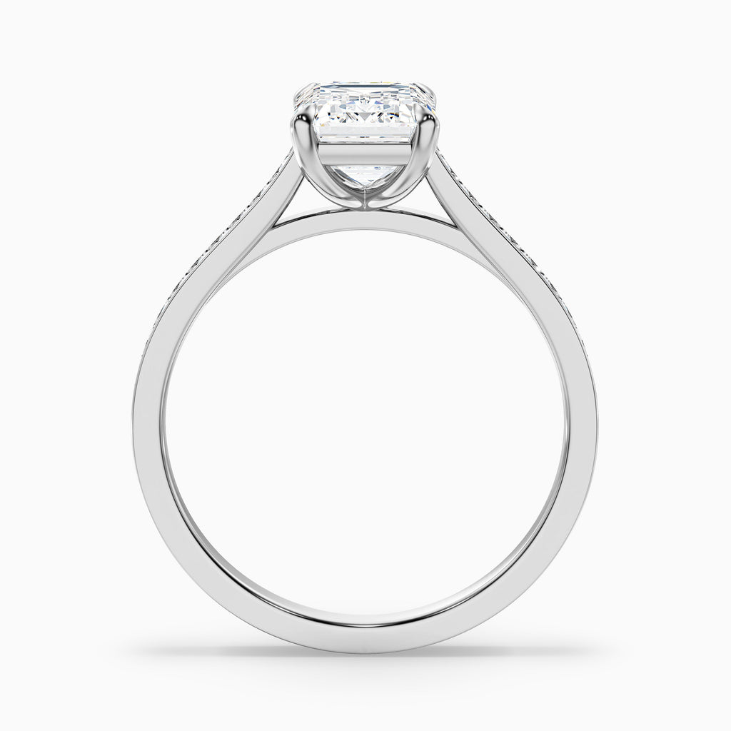 Chase 1 Carat Emerald Cut Side Stone Pave Moissanite Engagement Ring in 10k Yellow Gold