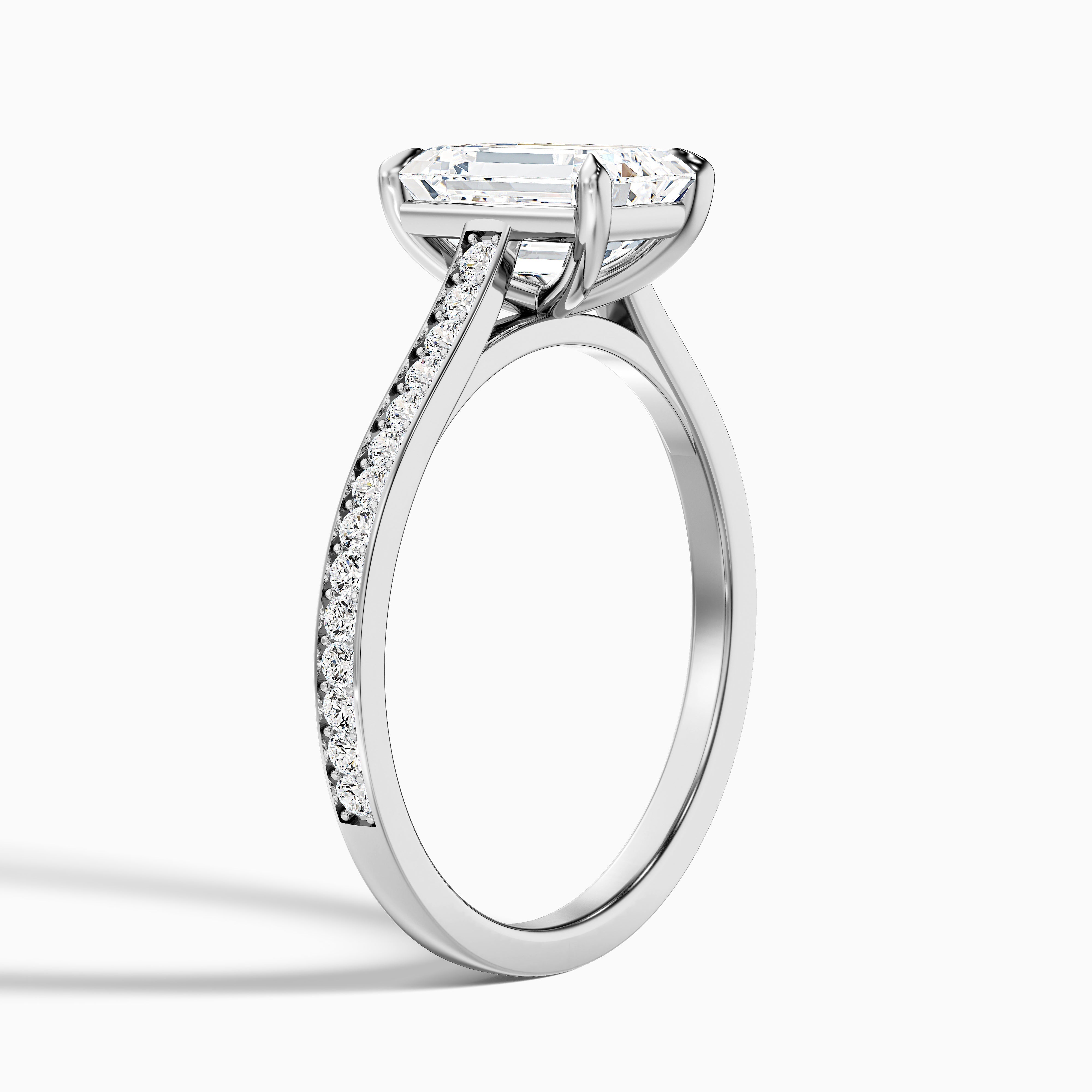 Chase 4 Carat Emerald Cut Side Stone Pave Moissanite Engagement Ring in 14k Yellow Gold